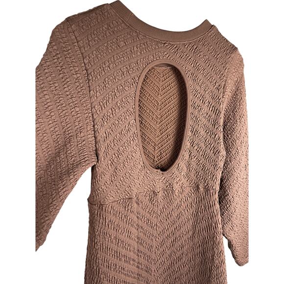 Free People Gabby Boho Textured Seamless Midi Dress in Coconut Shell Size Medium - Picture 11 of 11